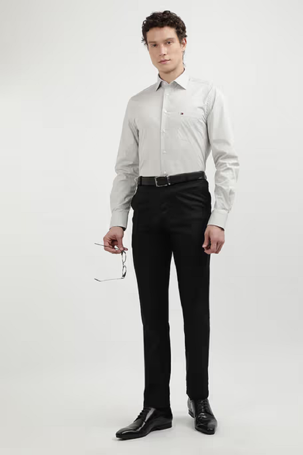 Tommy Hilfiger Grey Cotton Regular Fit Structured Shirt