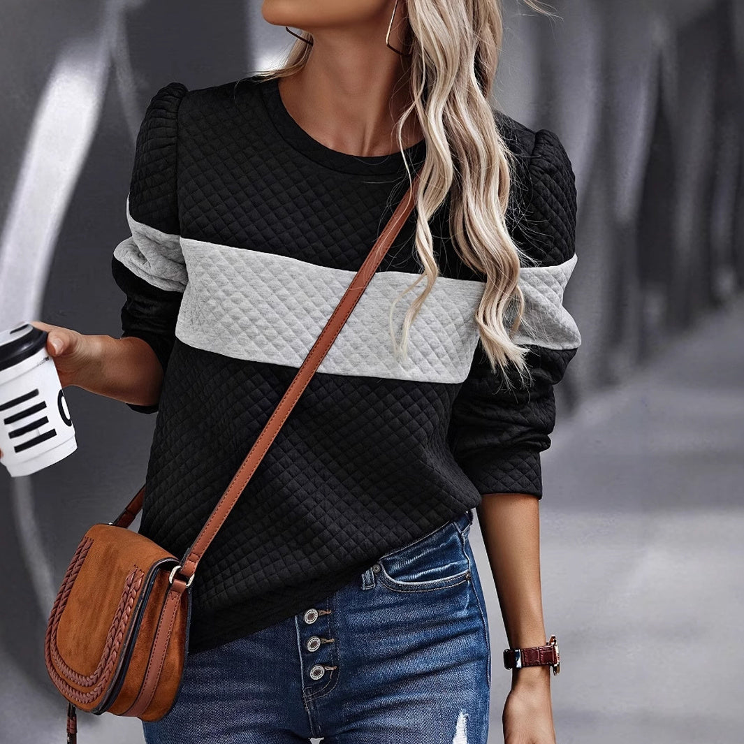 Round Neck Long Sleeve Texture Hoodie