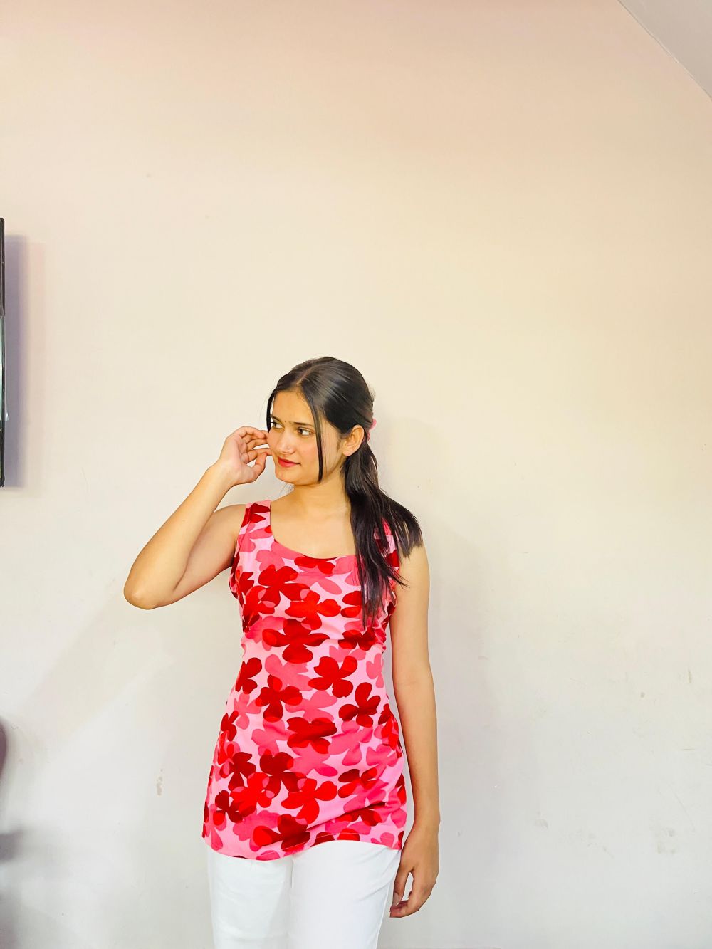 Rosy Bloom Sleeveless Tunic