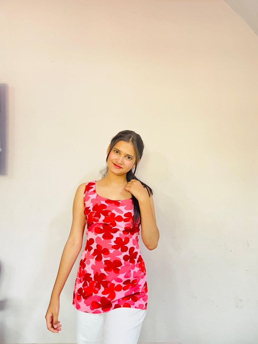 Rosy Bloom Sleeveless Tunic