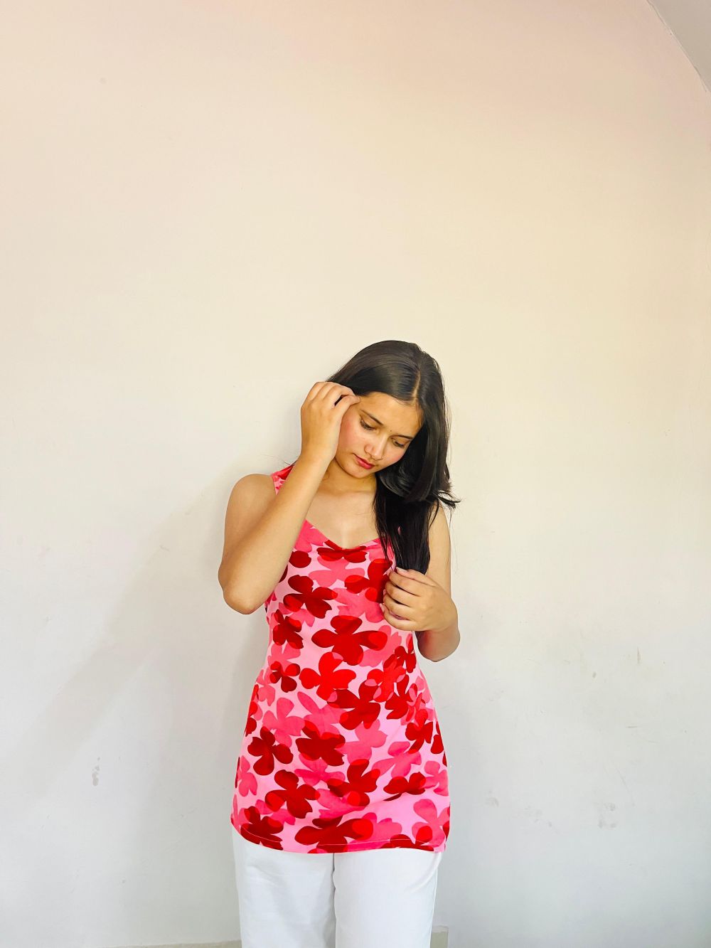 Rosy Bloom Sleeveless Tunic