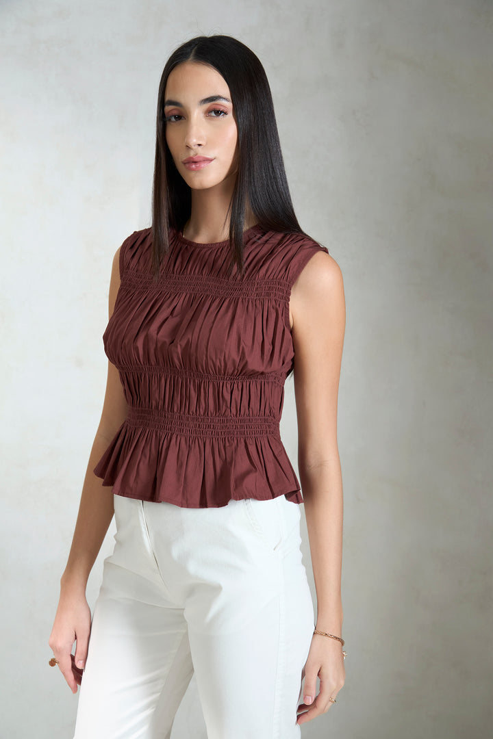 Womens Comfy Cotton Smocking Top