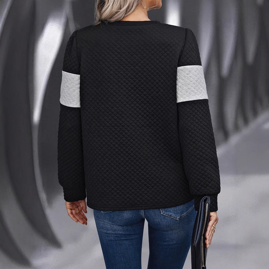 Round Neck Long Sleeve Texture Hoodie
