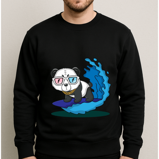 Panda Swimming Sweatshirt Black