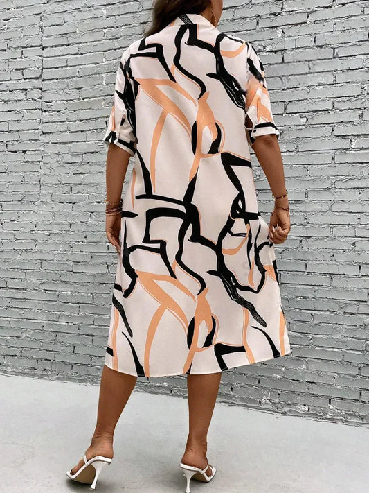 WesternStitch Plus Allover Print Button Front Shirt Dress WesternStitch