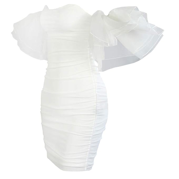 Bodycon Dress for Women, Puff Sleeve Mesh Cocktail Dresses