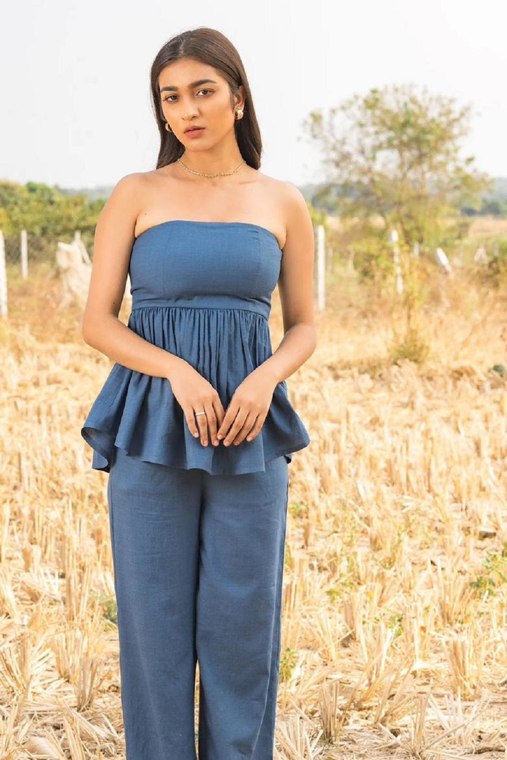 Solid Top with Trousers Set