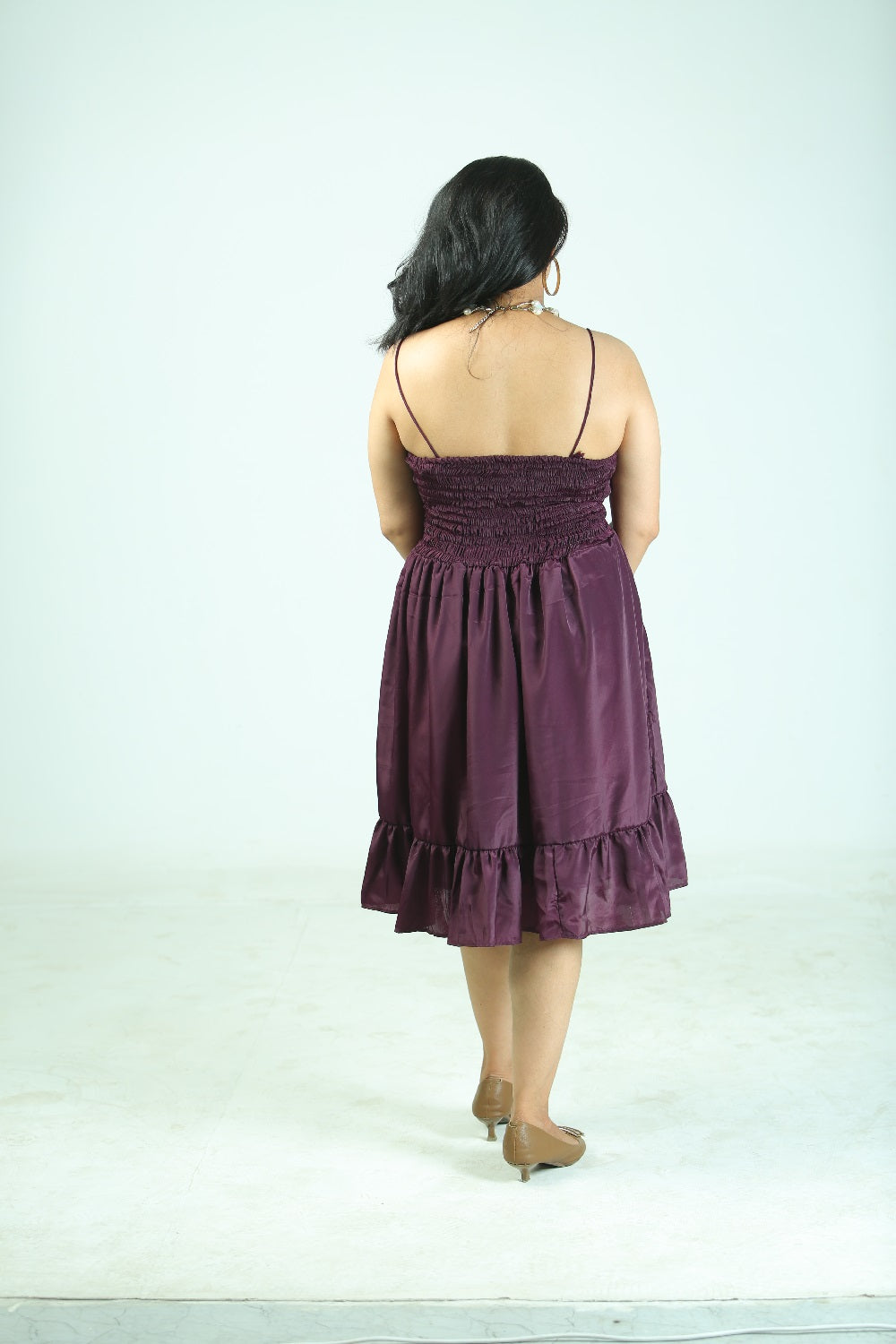 Rayon A-Line Dress For Womens (Wine)
