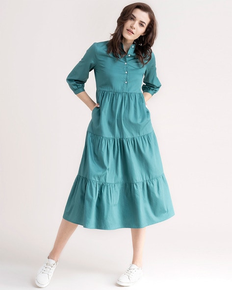 Solid A-line Dress