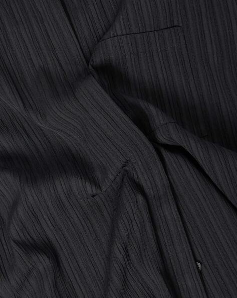 Women Flare Sleeves Crepe Oversized Longline Shirt