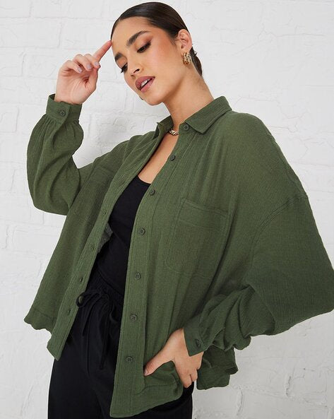 Oversized Shirt with Patch Pockets