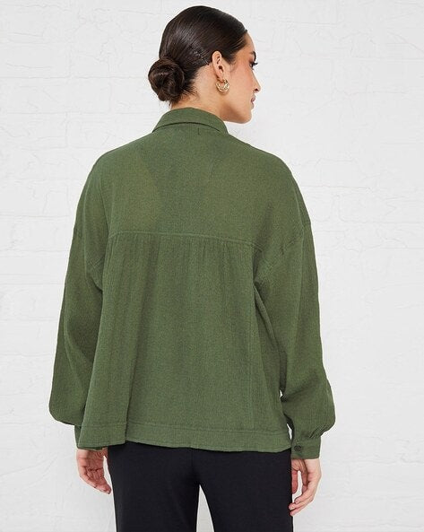 Oversized Shirt with Patch Pockets