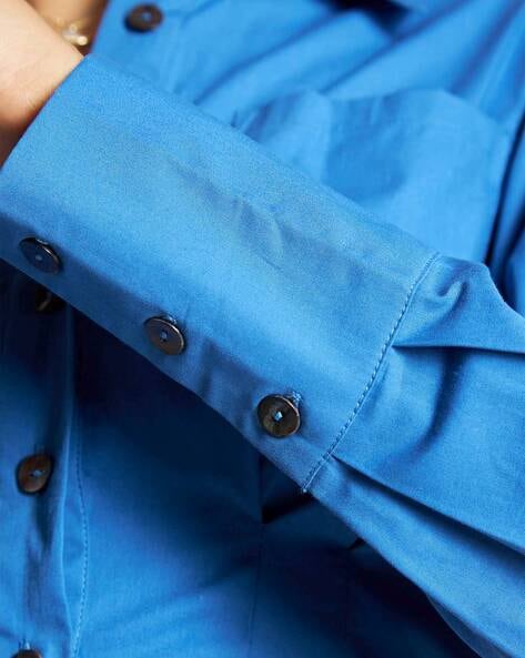 Women Regular Fit Cotton Shirt with Tie-Up Waist