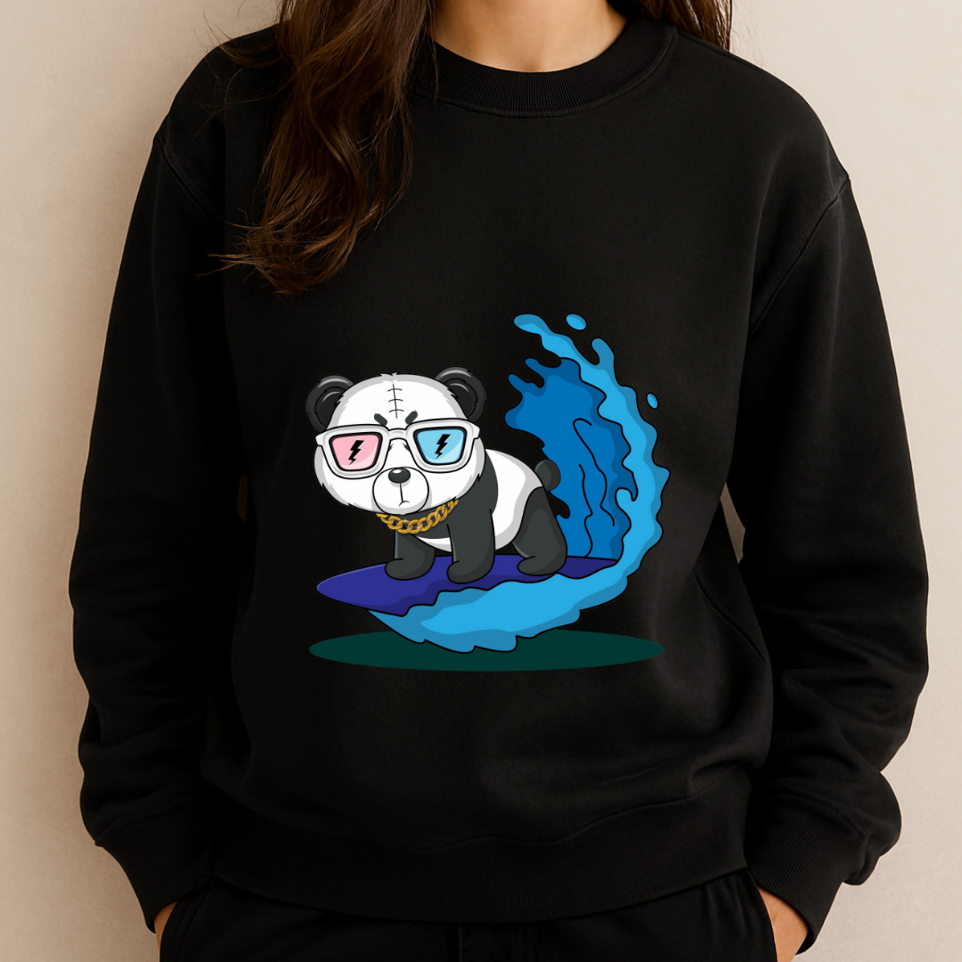 Panda Swimming Sweatshirt Black