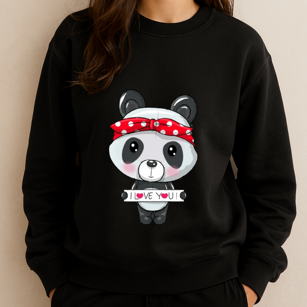 Panda I LOVE YOU Sweatshirt Black