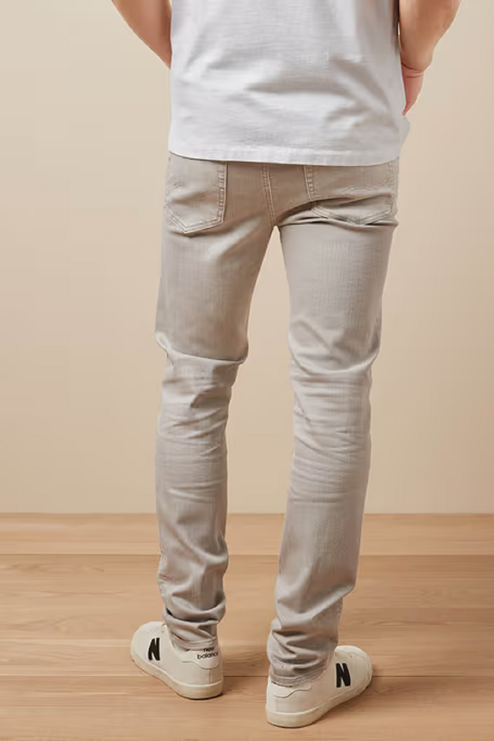 American Eagle Men Skinny Mid Rise Beige Jeans