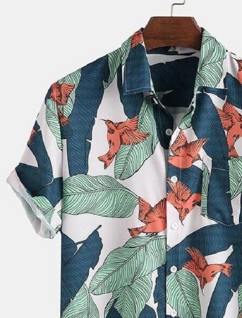 LookMark Men's Cotton Blend Printed Stitched Half Sleeve Regular Fit Shirt