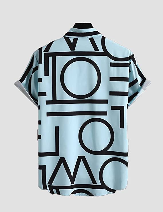 LookMark Men's Cotton Blend Printed Stitched Half Sleeve Regular Fit Shirt