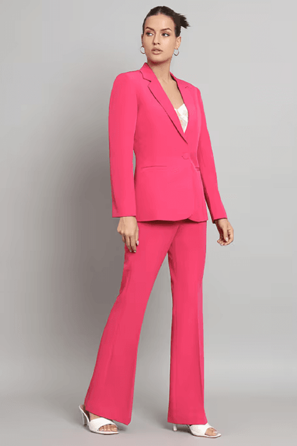 Women Single-Breasted Blazer with Welt Pockets