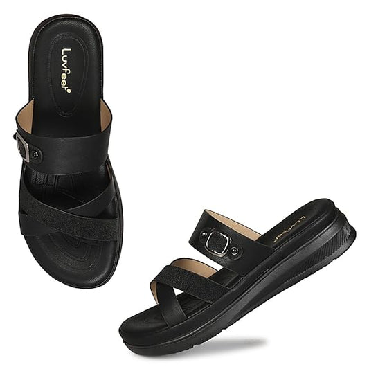 LUVFEET Women's Fashion Platform Slip-On Sandal – Comfortable, Lightweight, Slip-Resistant, Breathable – Ideal for Casual and Office Wear