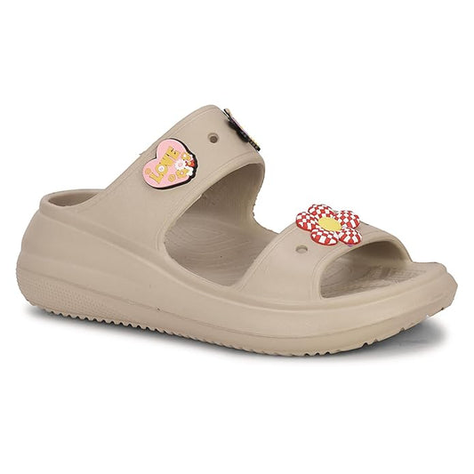 LUVFEET Double Strap Clog Sandals for Women | Cushioned Footwear |Comfortable & Lightweight | Waterproof Sandals for Women & Everyday Use