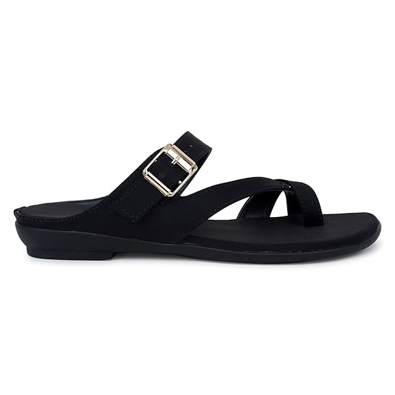 LUVFEET Women's Slip-On Casual Flat Sandals/Doctor Footwear/Stylish Footwear For Women/With Adjustable Straps Daily Use