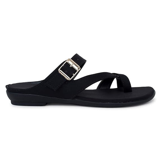 LUVFEET Women's Slip-On Casual Flat Sandals/Doctor Footwear/Stylish Footwear For Women/With Adjustable Straps Daily Use