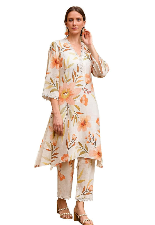 LookMark Women's Printed Cotton Blend Straight Kurta and Pant Set | Kurta Set for Women | Women Kurta | Women Kurta Sets Kurtis | Women Kurta Pant Set