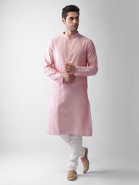 KISAH Men Pink Kurta Jacket (Waistcoat/Modi/Nehru) & Pyjama Combo