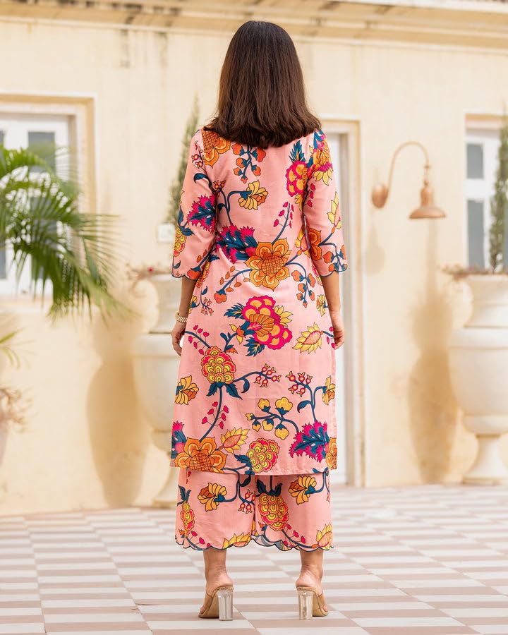 LookMark Women Cotton Blend Kurta Set: Your Passport To Effortless Chic! Step Into Ethnic Glamour With Our Printed Kurti Pant Sets!