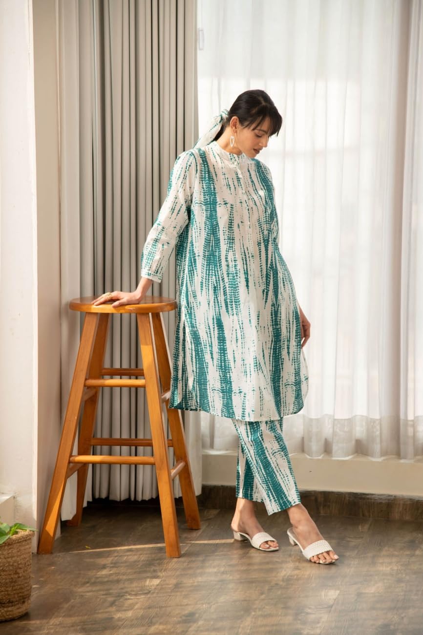 LookMark Women's Printed Cotton Blend Straight Kurta Pant Set - Elegant Ethnic Wear Ensemble for Modern Women, Perfect for Any Occasion