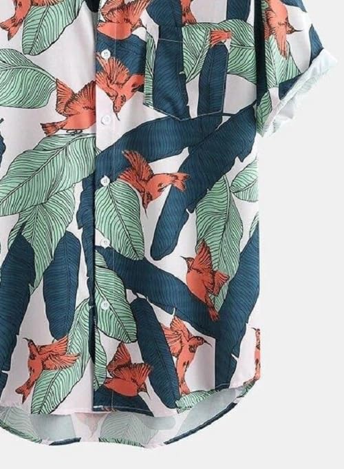 LookMark Men's Cotton Blend Printed Stitched Half Sleeve Regular Fit Shirt