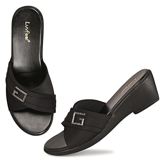 LUVFEET Women's Slip-On Wedges Heels Sandals
