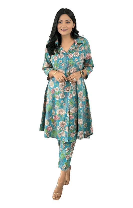 LookMark Women's Cotton Blend Trendy Regular Fit Solid Printed Kurti with Stright Bottom |Kurti Set for Women