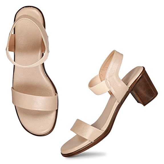 LUVFEET Women's Sequins Block Heels Fashion Sandals For Women & Girls