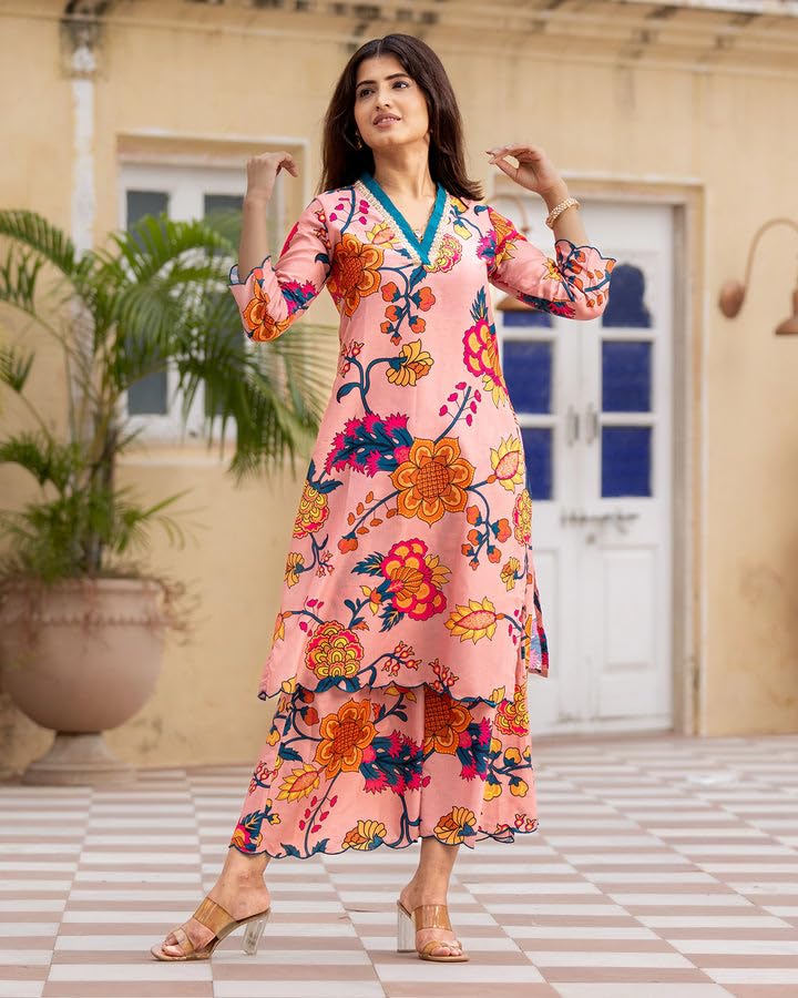 LookMark Women Cotton Blend Kurta Set: Your Passport To Effortless Chic! Step Into Ethnic Glamour With Our Printed Kurti Pant Sets!