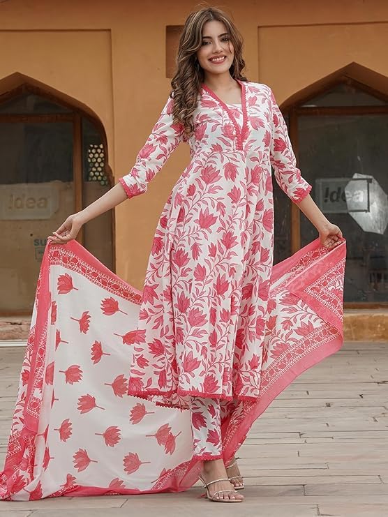 LookMark Women's Cotton Blend Kurta Set
