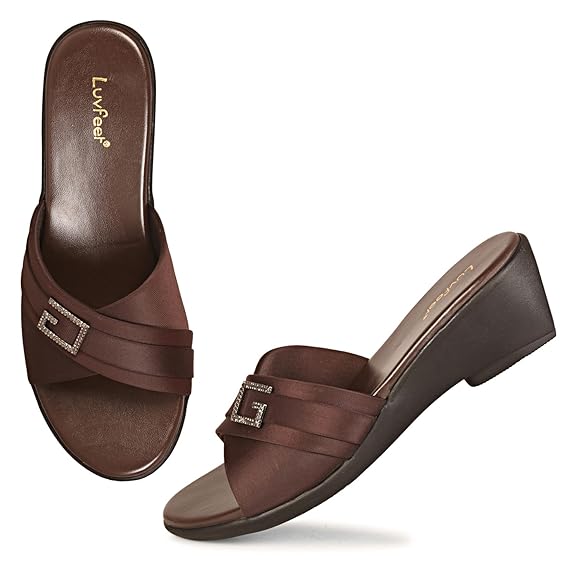 LUVFEET Women's Slip-On Wedges Heels Sandals