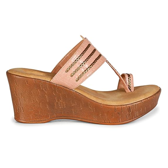 LUVFEET Fashion Sandal|Faux Leather Comfortable And Stylish Wedges Slip-on Casual Wear Occasions 4 Inches Heel For Women & Girls