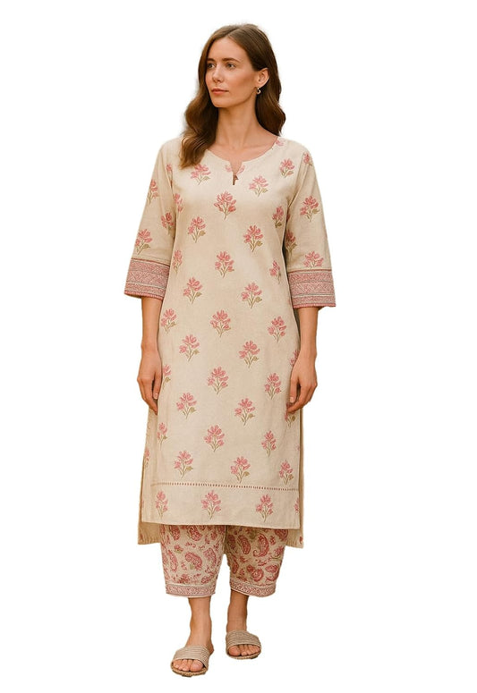 LookMark Women's Printed Cotton Blend Straight Kurta and Pant Set | Kurta Set for Women | Women Kurta | Women Kurta Sets Kurtis | Women Kurta Pant Set