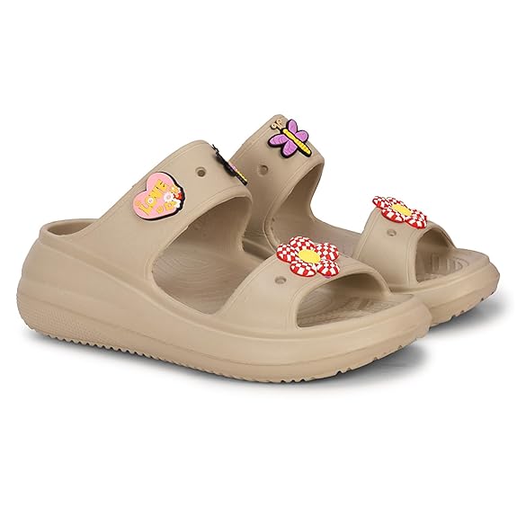 LUVFEET Double Strap Clog Sandals for Women | Cushioned Footwear |Comfortable & Lightweight | Waterproof Sandals for Women & Everyday Use