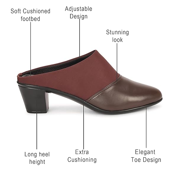 LUVFEET Women's Casual Slip-on Mules Shoes|Sandals for Office Wear| Comfortable Footwear for Women|Heels for Women Stylish Trendy|Soft Footwear for Womens