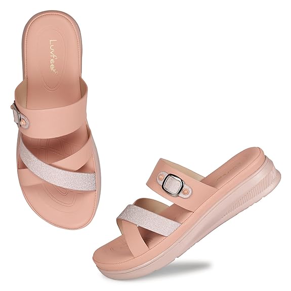 LUVFEET Women's Fashion Platform Slip-On Sandal – Comfortable, Lightweight, Slip-Resistant, Breathable – Ideal for Casual and Office Wear