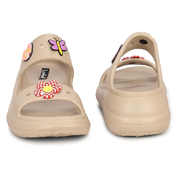 LUVFEET Double Strap Clog Sandals for Women | Cushioned Footwear |Comfortable & Lightweight | Waterproof Sandals for Women & Everyday Use