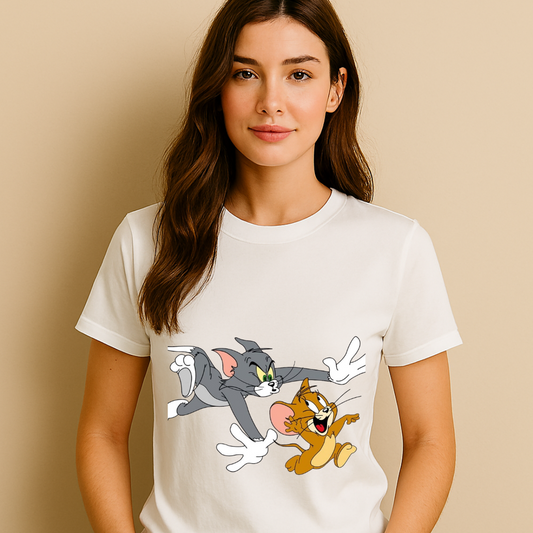 Tom and Jerry Chasing Printed T-Shirt