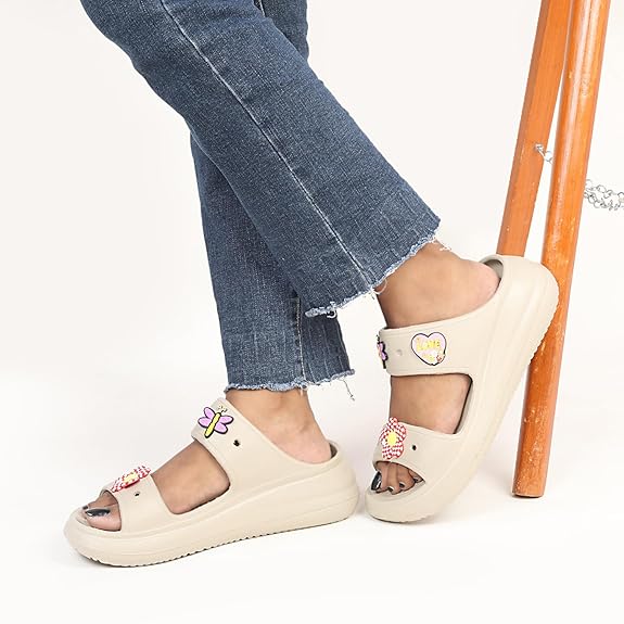 LUVFEET Double Strap Clog Sandals for Women | Cushioned Footwear |Comfortable & Lightweight | Waterproof Sandals for Women & Everyday Use