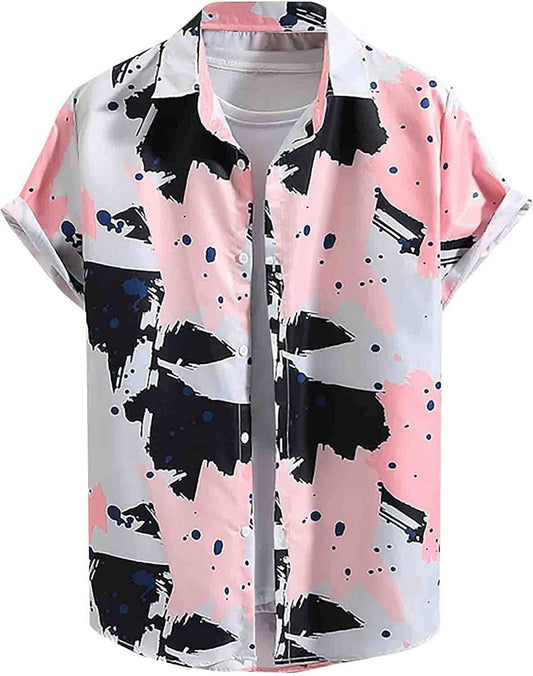 LookMark Men's Cotton Blend Stitched Printed Half Sleeve Regular Fit Shirt