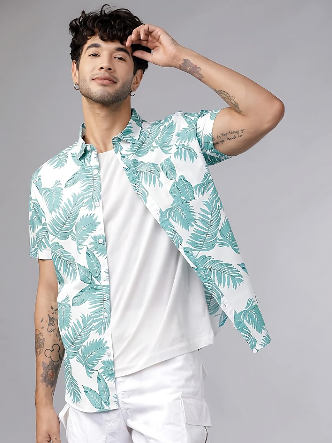 LookMark Men's Cotton Blend Stitched Solid Half Sleeve Slim Fit Shirt