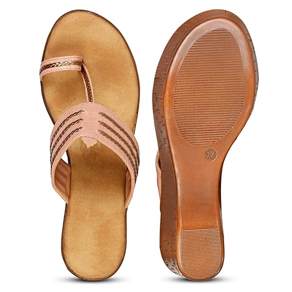 LUVFEET Fashion Sandal|Faux Leather Comfortable And Stylish Wedges Slip-on Casual Wear Occasions 4 Inches Heel For Women & Girls