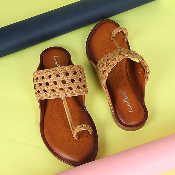 LUVFEET Women Stylish Kolhapuri Chappal, Ethnic Slippers & Flat Fashion Sandals Footwear